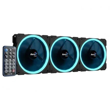 Aerocool Orbit RC Pack de 3 Ventiladores con Iluminación LED RGB y Mando a Distancia